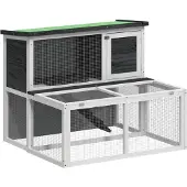 vidaXL Kaninchenstall Grau 102x90x84,5 cm Massivholz Kiefer