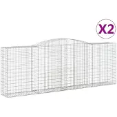 vidaXL Gabionen mit Hochbogen 2 Stk. 400x50x140/160cm Verzinktes Eisen