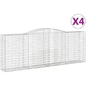 vidaXL Gabionen mit Hochbogen 4 Stk. 400x50x140/160cm Verzinktes Eisen