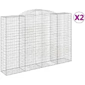 vidaXL Gabionen mit Hochbogen 2 Stk. 300x50x200/220cm Verzinktes Eisen