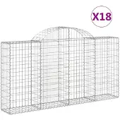 vidaXL Gabionen mit Hochbogen 18Stk. 200x30x100/120cm Verzinktes Eisen