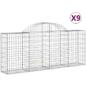 vidaXL Gabionen mit Hochbogen 9 Stk. 200x30x80/100 cm Verzinktes Eisen