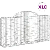 vidaXL Gabionen mit Hochbogen 10Stk. 200x30x100/120cm Verzinktes Eisen