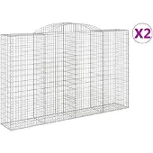 vidaXL Gabionen mit Hochbogen 2 Stk. 300x50x180/200cm Verzinktes Eisen