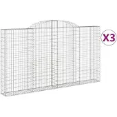 vidaXL Gabionen mit Hochbogen 3 Stk. 300x30x160/180cm Verzinktes Eisen