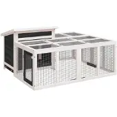 vidaXL Kaninchenstall Grau 144x123x67,5 cm Massivholz Kiefer