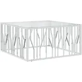 vidaXL Couchtisch 100x100x50 cm Edelstahl und Glas