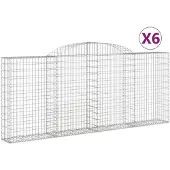 vidaXL Gabionen mit Hochbogen 6 Stk. 300x30x120/140cm Verzinktes Eisen