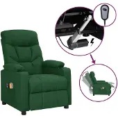 vidaXL Elektrischer Massagesessel Dunkelgrün Stoff