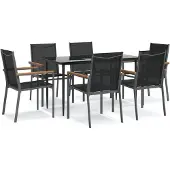 vidaXL 7-tlg. Garten-Essgruppe Schwarz Textilene und Stahl