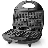 Nedis KAWP200BK, 2 Waffel(n), Rechteckig, Schwarz, Silber, Aluminium, Kunststoff, Leistung, 750 W