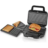 Nedis Multi-Grill - Drei Austauschbaren Grillplatten - Antihaftbeschichtung - Spülmaschinenfeste