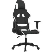 vidaXL Gaming-Stuhl mit Massagefunktion Schwarz und Weiß Stoff