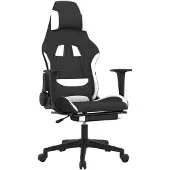 vidaXL Gaming-Stuhl mit Massage & Fußstütze Schwarz und Weiß Stoff