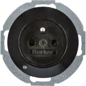 Berker 6765102045 Steckdose mit Schutzkontaktstift und LED-Orientierungslicht schwarz, glänzend Be