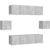 vidaXL 6-tlg. TV-Schrank-Set Betongrau Holzwerkstoff