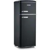 Severin Retro Kühl-/Gefrierkombination Doppeltürer RKG 8932 aus Kunststoff, mattschwarz Kühlschrank Gefrierkombination Retro Veggiebox Schwarz