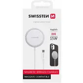 Swissten Magstick USB-C Kabel - Magnetisches kabelloses Ladegerät, MagSafe-kompatibel, unterstützt Schnellladung bis zu 15 W - Länge 1,5 m