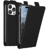 Accezz Apple iPhone 15 Pro Hülle - Kunstleder - - Flip Case - Schwarz