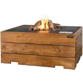Happy Cocooning Mania Feuertisch 19,5 kW rechteckig 107x80x45 cm Teakholz Driftwood/schwarz