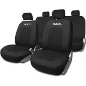 Sparco Sport Sitzschonbezug Vorne und Hinten Universal Polyester Schwarz Sitzbezug
