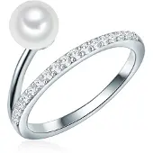 Valero Pearls Damen Sterling Silber Zirkonia Süßwasser-Zuchtperle silber - 32352