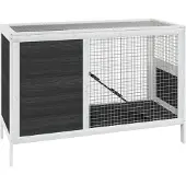 vidaXL Kaninchenstall Grau 103x44x69,5 cm Massivholz Kiefer