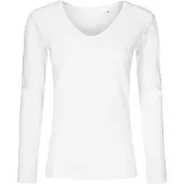 Promodoro Damen X.O V-Ausschnitt T-Shirt langarm 1560 white XXL
