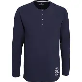 Tom Tailor Langarmshirt "Cansas" mit Knopfleiste, Rundhalsausschnitt, Langarm, basic, bequem, elastisch