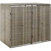 vidaXL Mülltonnenbox für 2 Tonnen Grau 140x80x117 cm Poly Rattan