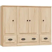 vidaXL Highboards 3 Stk. Sonoma-Eiche Holzwerkstoff