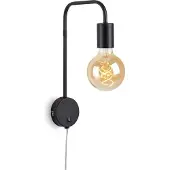 Briloner Bettleuchte Nachttischlampe Retro 1xE27 25 W schwarz matt Metall