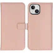 Selencia Apple iPhone 15 Hülle - Echtes Leder - - Klapphülle - Hellrosa