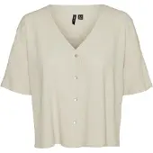 Vero Moda Kurzarmshirt "VMJESMILO 2/4 SHIRT WVN GA NOOS" mit V-Ausschnitt