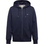 Gant für Herren. 2007059 Kapuzenpulli mit marineblauem Shield Zip Hoodie (S), Lässig, Baumwolle, Langarm