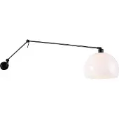 QAZQA Wandleuchte schwarz mit Schirm weiß 30 cm verstellbar - Blitz