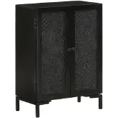 vidaXL Sideboard Schwarz 55x30x77 cm Massivholz Mango und Eisen