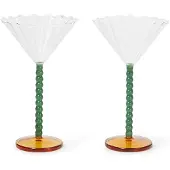 &Klevering - Coupe Perle Cocktailglas, grün (2er-Set)