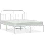 vidaXL Bettgestell mit Kopfteil Metall Weiß 140x190 cm