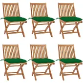 vidaXL Klappbare Gartenstühle mit Kissen 6 Stk. Massivholz Teak