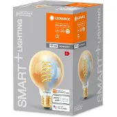 Ledvance Smart+ WiFi Filament Globe Tunable White 2200K in G80-Form, LED-Lampe, Bleifreies Glas, Gold, 600 lm, Lichtfarbe variabel, Wifi, Smartspeaker-Kompatibel, Dimmbar