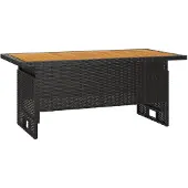 vidaXL Gartentisch Schwarz 100x50x43/63 cm Akazienholz & Poly Rattan