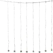 Konstsmide 3762-803 LED Sternen Lichtervorhang, mit 6h Timer und Multifunktion, 96 bernsteinfarbene Dioden, batteriebetrieben, Außen (IP44), transparentes Kabel, 4 x AA 1.5V (exkl.)