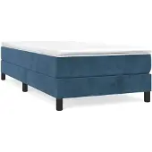 vidaXL Boxspringbett mit Matratze Dunkelblau 100x200 cm Samt