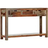 vidaXL Stolik konsola z 3 szufladami, 120x30x75 cm, drewno sheesham