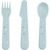 Done by Deer - Foodie Kinderbesteck-Set Happy dots - Blau - 12 x 2 x 1 cm