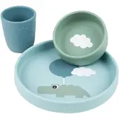 Done by Deer - Silikon Geschirr-Set Happy clouds - Blau