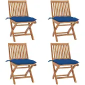 vidaXL Klappbare Gartenstühle mit Kissen 4 Stk. Massivholz Teak