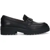 No Stress Schwarze Leder-Loafer mit silberfarbenem Detail | Größe 38
