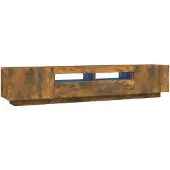 vidaXL 2-tlg. TV-Schrank-Set LED-Leuchten Räuchereiche Holzwerkstoff